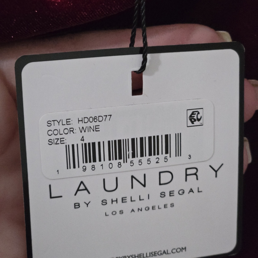 Laundry by Shelli Segal Velvet Cowl Neck MIDI Dress in Wine - Picture 3 of 7